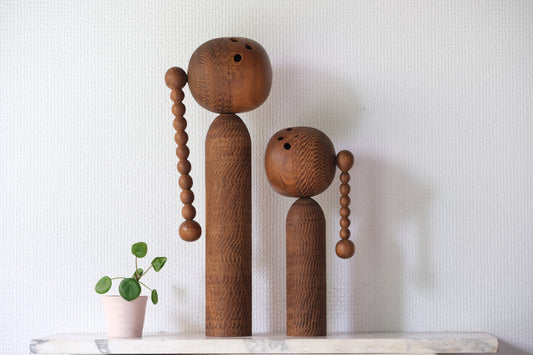 Set of Ponytail Kokeshi Art by Hideo Ishihara (1925-1999)