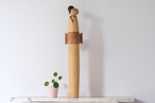 Kokeshi Art with Ribbon by Shozan Shido 志形尚山 (1932-1995)