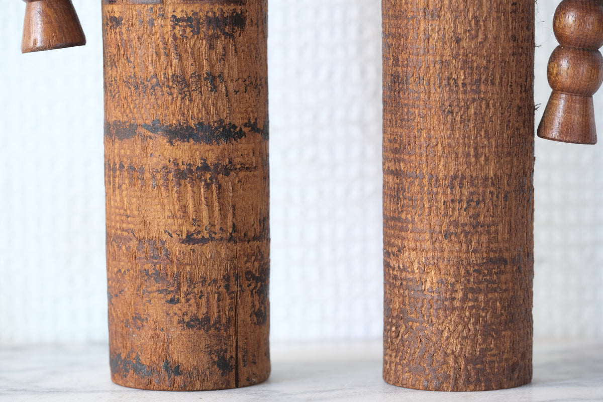 Set of Ponytail Kokeshi Art by Hideo Ishihara (1925-1999) | 22 cm and 28 cm