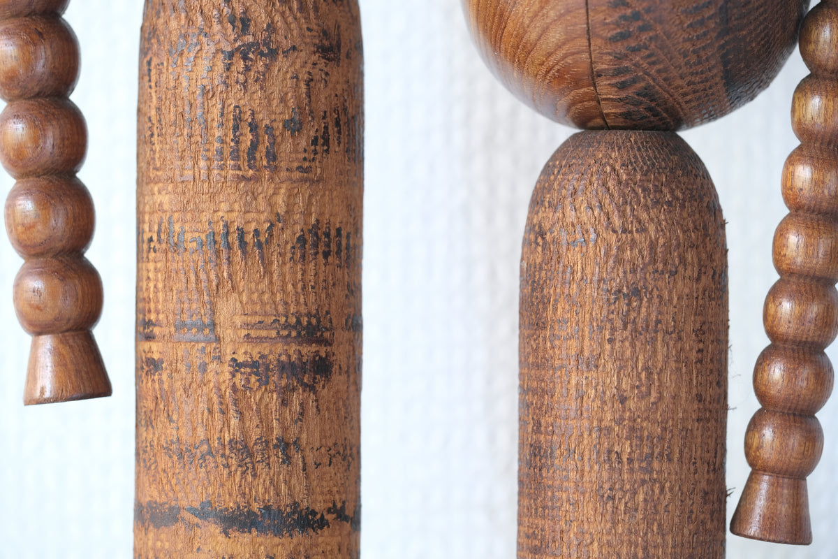 Set of Ponytail Kokeshi Art by Hideo Ishihara (1925-1999) | 22 cm and 28 cm