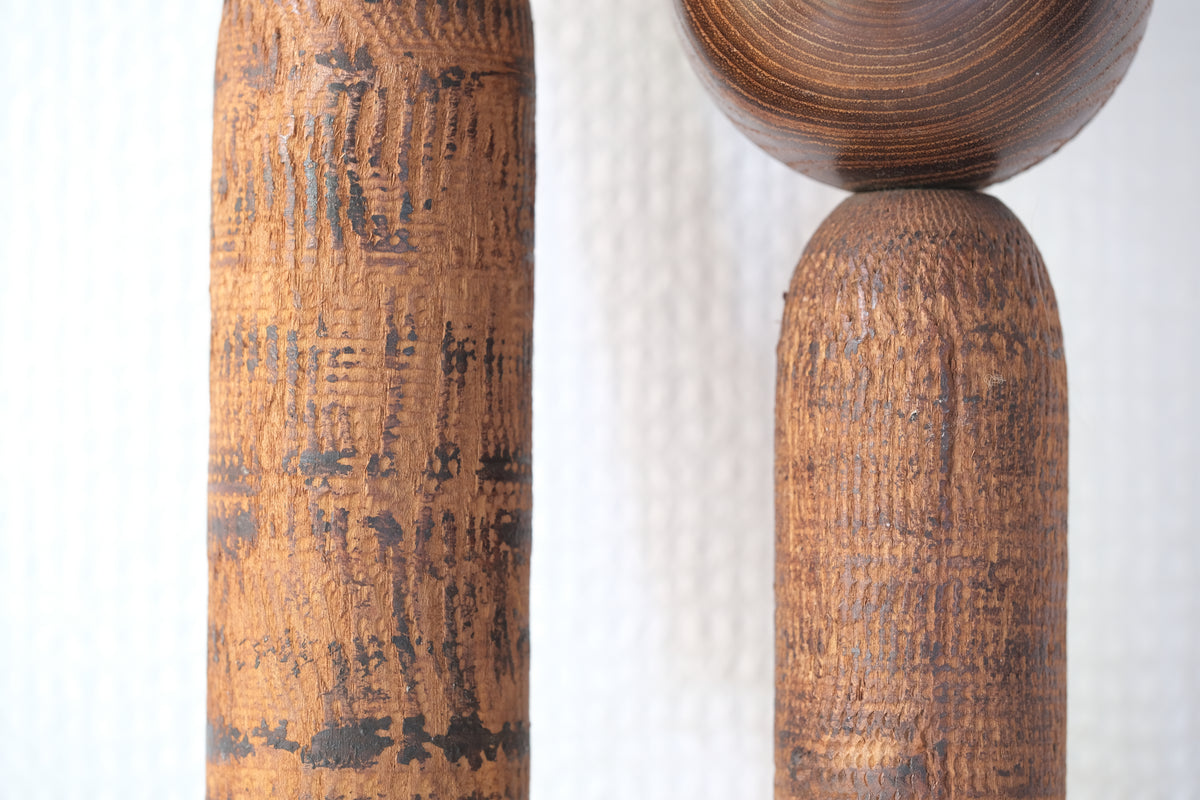 Set of Ponytail Kokeshi Art by Hideo Ishihara (1925-1999) | 22 cm and 28 cm