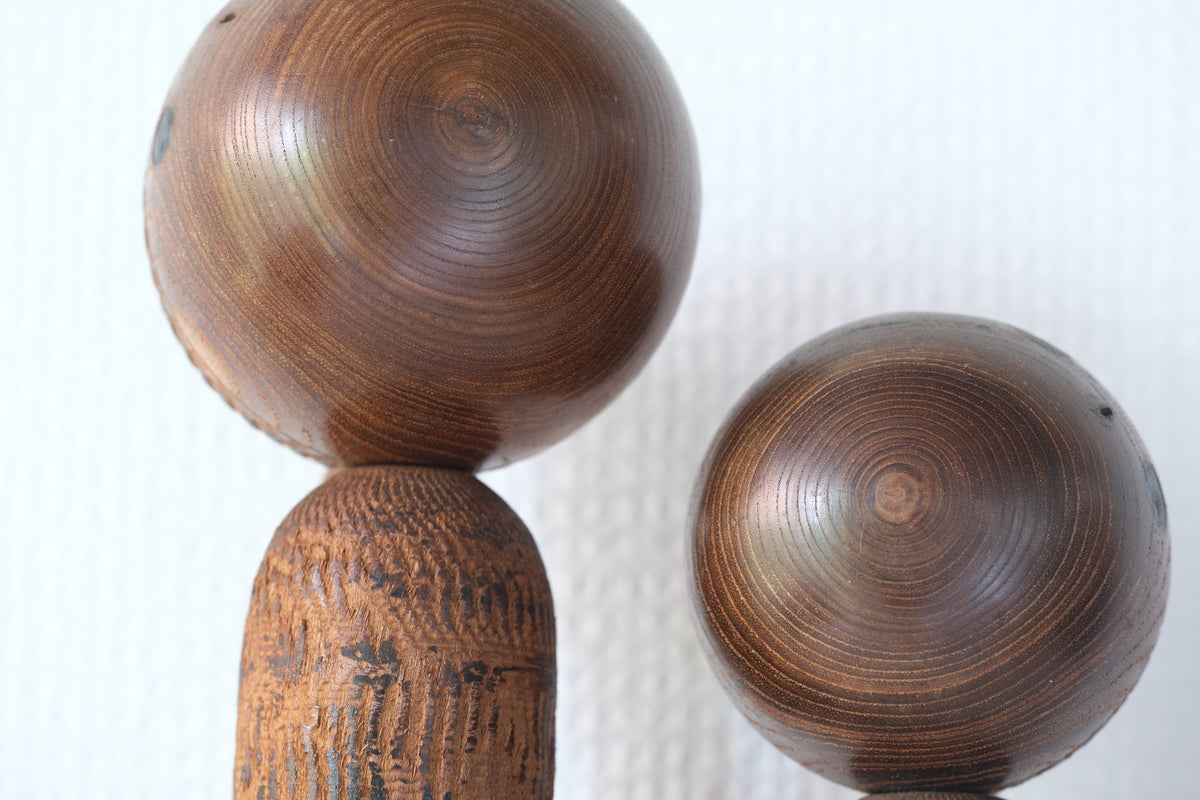 Set of Ponytail Kokeshi Art by Hideo Ishihara (1925-1999) | 22 cm and 28 cm