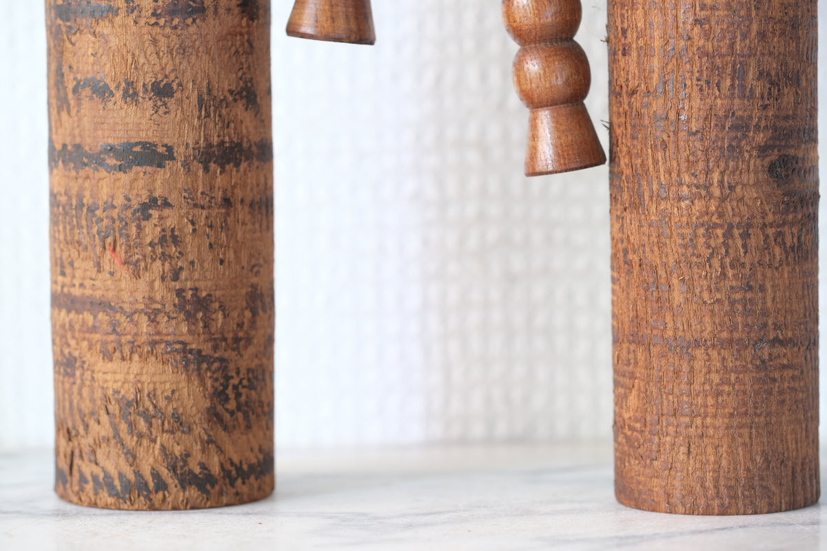 Set of Ponytail Kokeshi Art by Hideo Ishihara (1925-1999) | 22 cm and 28 cm