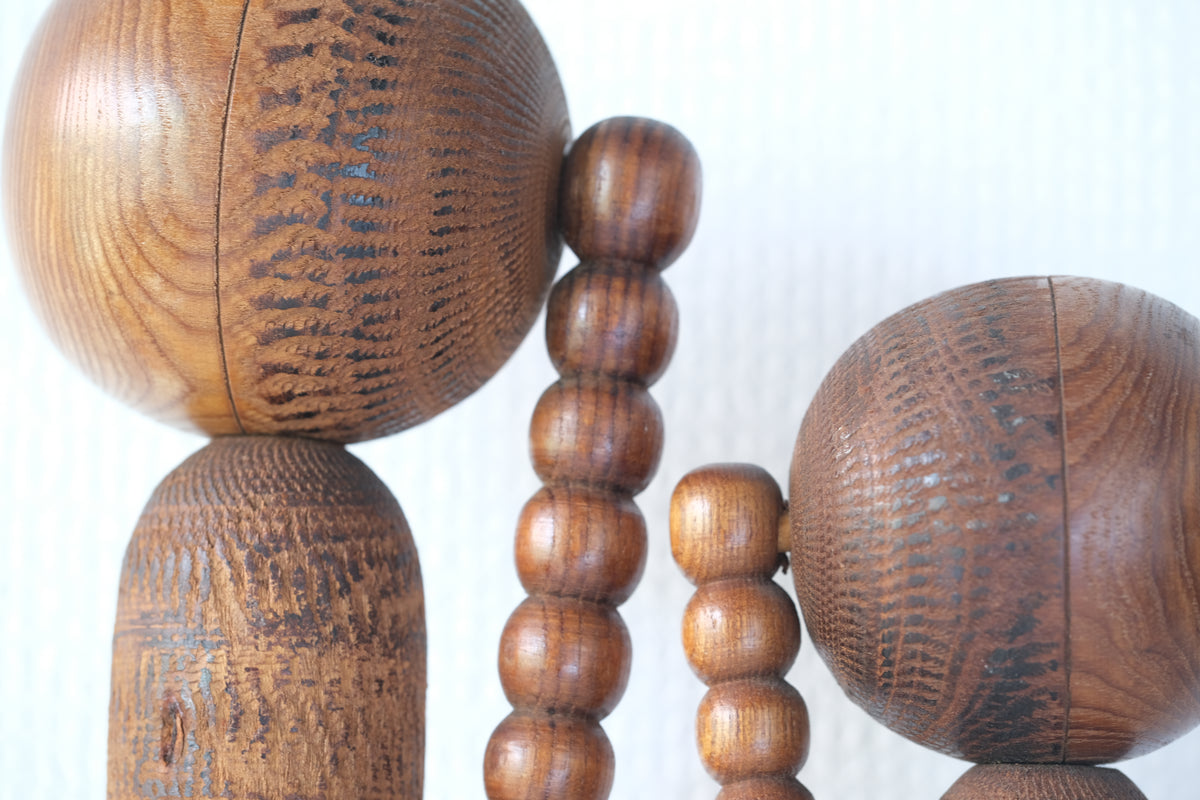 Set of Ponytail Kokeshi Art by Hideo Ishihara (1925-1999) | 22 cm and 28 cm