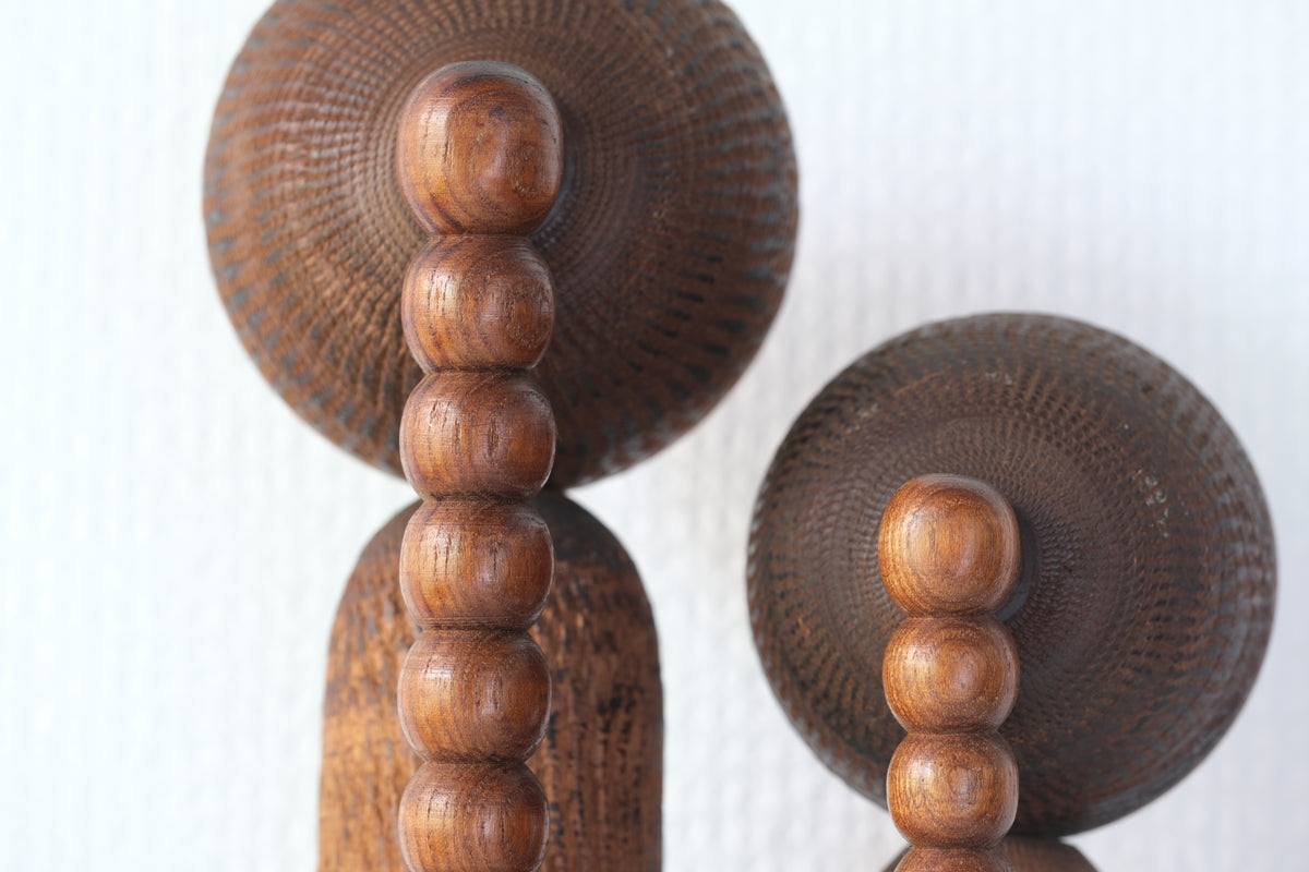 Set of Ponytail Kokeshi Art by Hideo Ishihara (1925-1999) | 22 cm and 28 cm