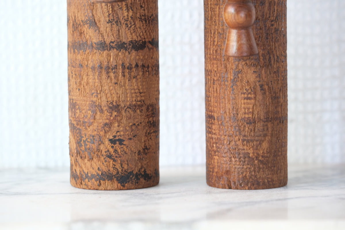 Set of Ponytail Kokeshi Art by Hideo Ishihara (1925-1999) | 22 cm and 28 cm