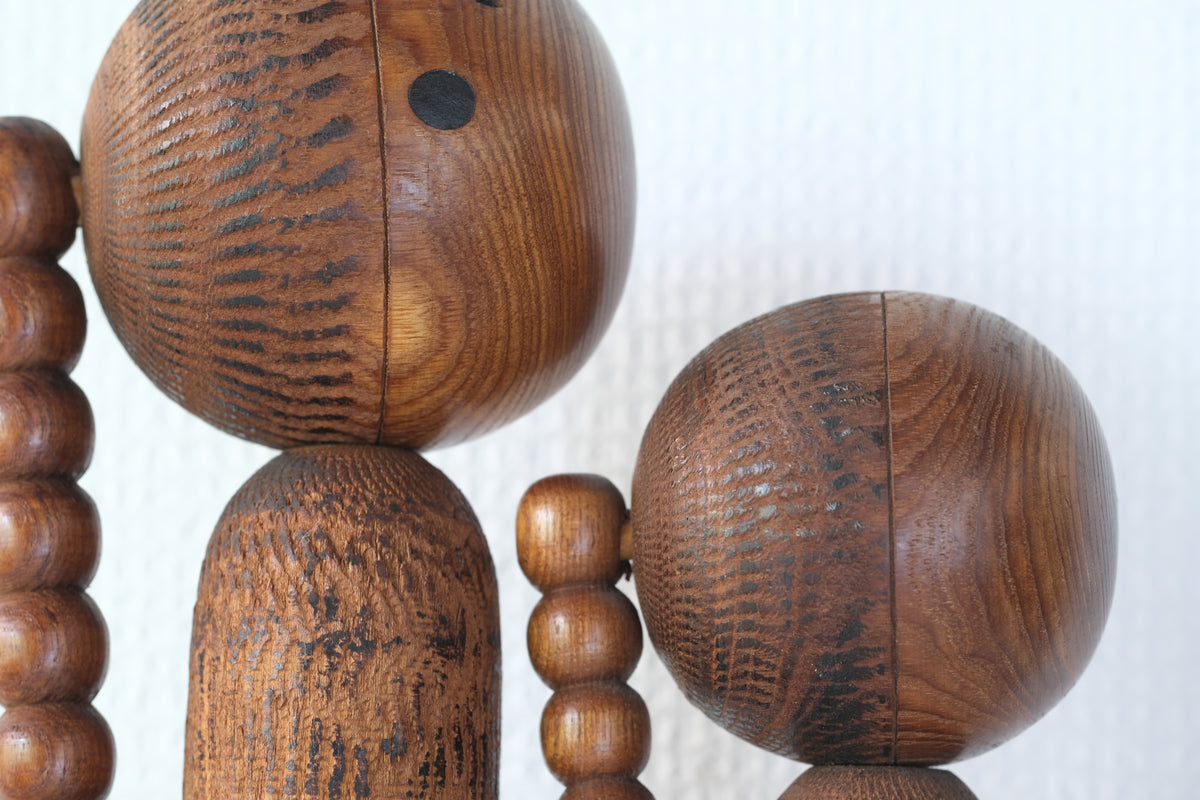 Set of Ponytail Kokeshi Art by Hideo Ishihara (1925-1999) | 22 cm and 28 cm