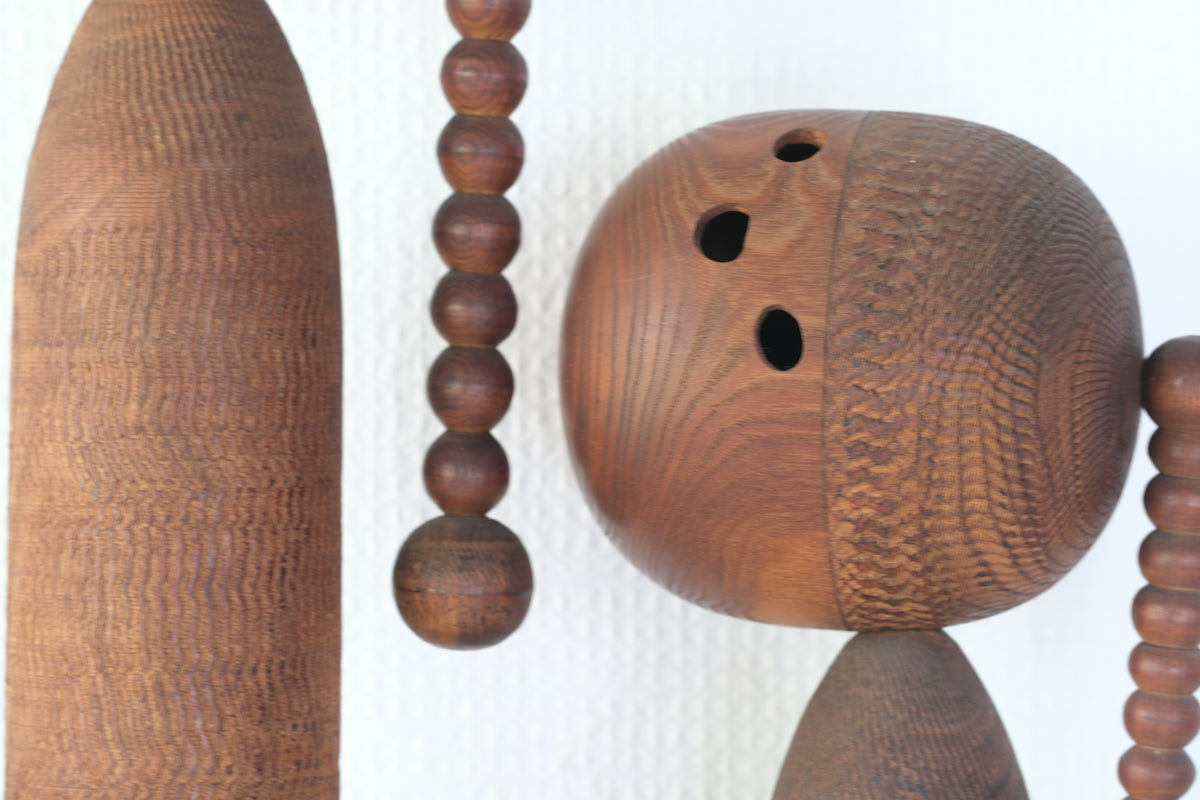 Set of Ponytail Kokeshi Art by Hideo Ishihara (1925-1999) | 26 cm and 43 cm