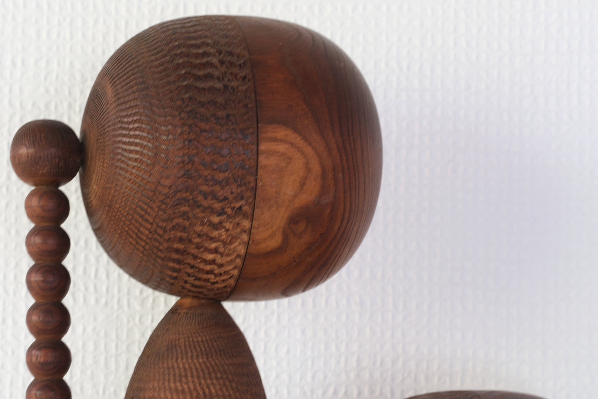 Set of Ponytail Kokeshi Art by Hideo Ishihara (1925-1999) | 26 cm and 43 cm