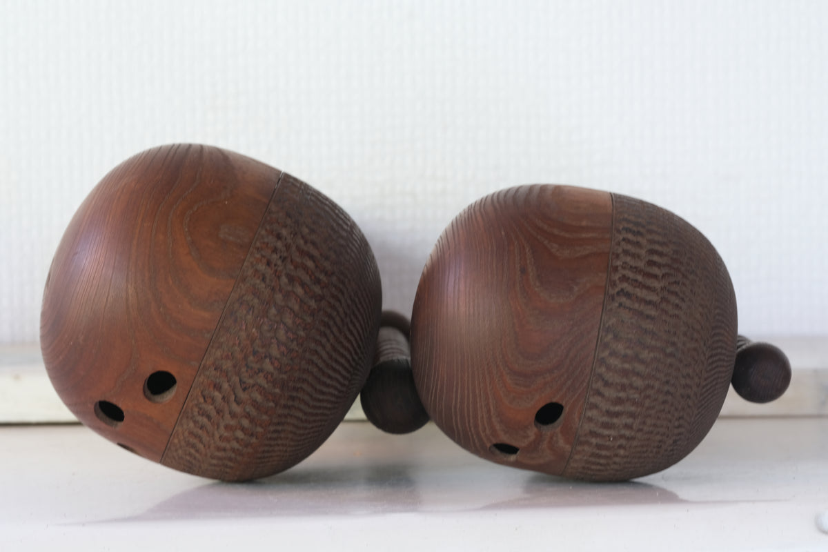 Set of Ponytail Kokeshi Art by Hideo Ishihara (1925-1999) | 26 cm and 43 cm